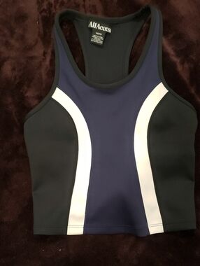 ALL ACCESS Navy, Black & White Racerback Sport Crop